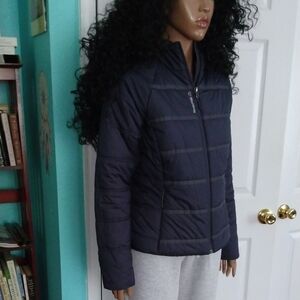Women's Size Small Reebok Outerwear 79 Navy Blue Puffer Jacket EUC